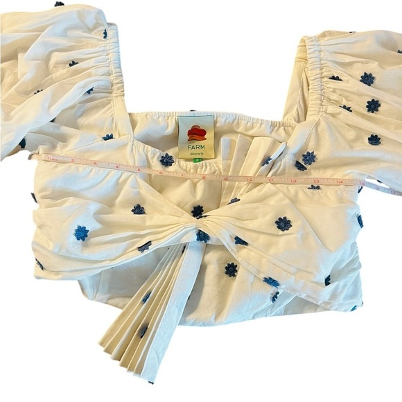 Farm Rio Women’s White and Blue Floral CropTop Size Small - Picture 5 of 12